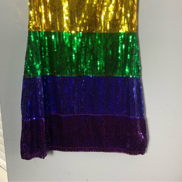 Sequins Ranbow Sleeveless Mini Dress size Small Mini Round Neck Costume Pride - Picture 3 of 12